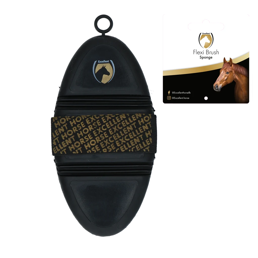 Brosse éponge pour laver les chevaux avec partie supérieure flexible – Excellent Horse Flexi Brush Sponge – Image 2