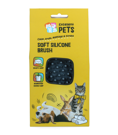 Brosse en silicone pour chien à poil court, 12 x 6,5 x 2,5 cm – Excellent Pets Soft Silicone Brush