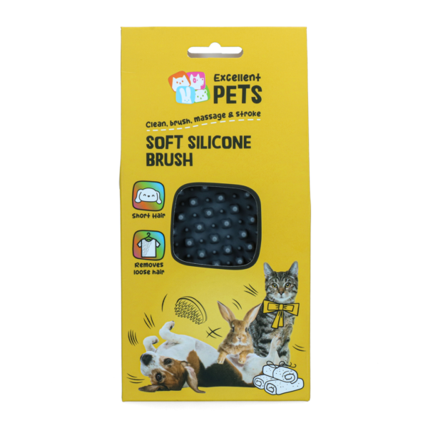 Brosse en silicone pour chien à poil court, 12 x 6,5 x 2,5 cm – Excellent Pets Soft Silicone Brush