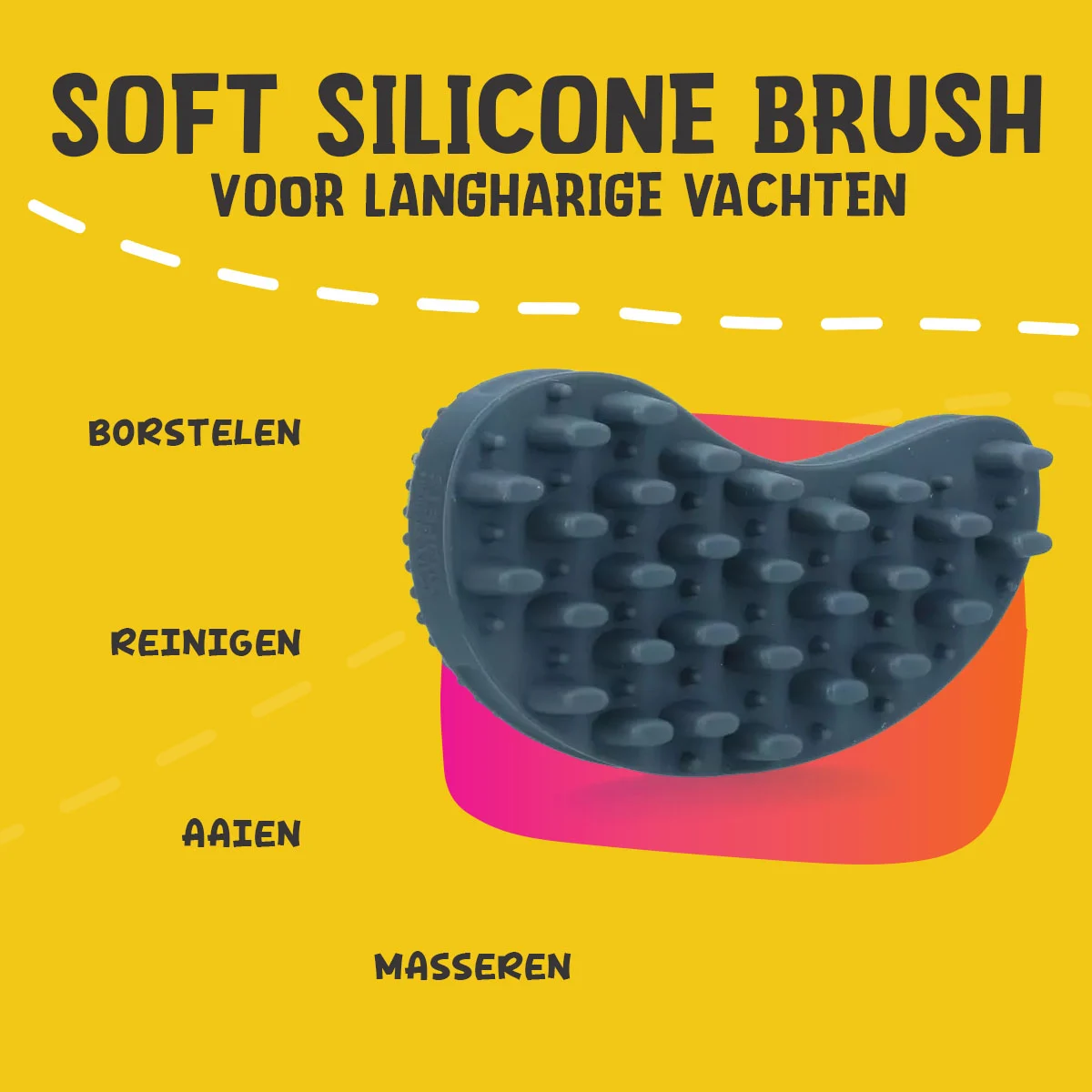 Brosse en silicone pour chien à poils longs, 12 x 6,5 x 2,5 cm – Excellent Pets Soft Silicone Brush – Image 5
