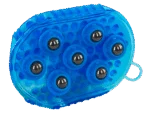 Brosse de massage pour chevaux avec 7 rouleaux en acier inoxydable, bleue, 16 x 10 cm