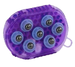 Brosse de massage pour chevaux avec 7 rouleaux en acier inoxydable, violette, 16 x 10 cm – Image 3