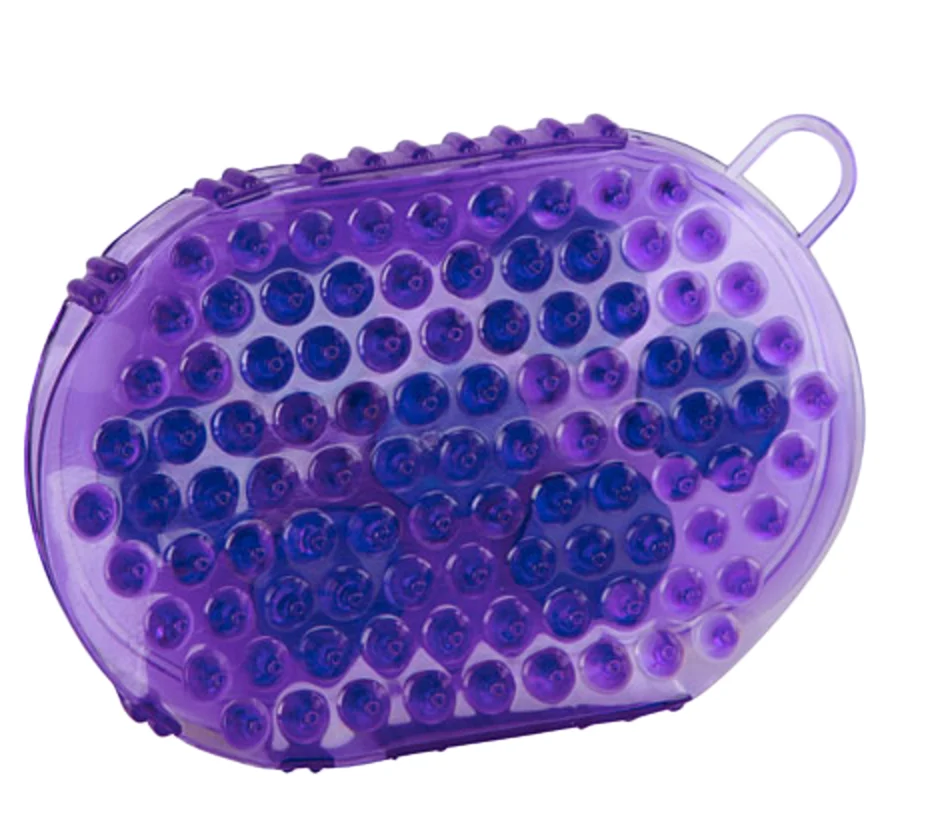 Brosse de massage pour chevaux avec 7 rouleaux en acier inoxydable, violette, 16 x 10 cm – Image 2