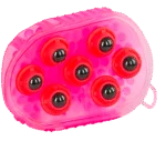 Brosse de massage pour chevaux avec 7 rouleaux en acier inoxydable, rose, 16 x 10 cm
