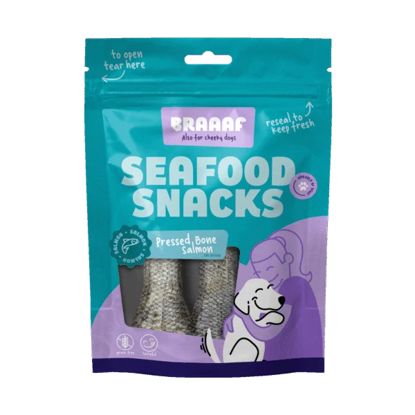 Friandise à mâcher au saumon, 12 cm – Braaaf Seafood Fish Bone
