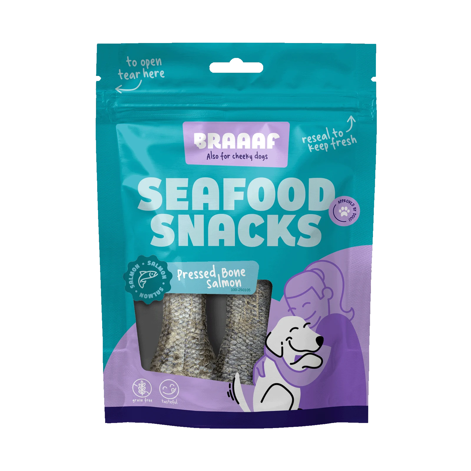 Friandise à mâcher au saumon, 12 cm – Braaaf Seafood Fish Bone – Image 1