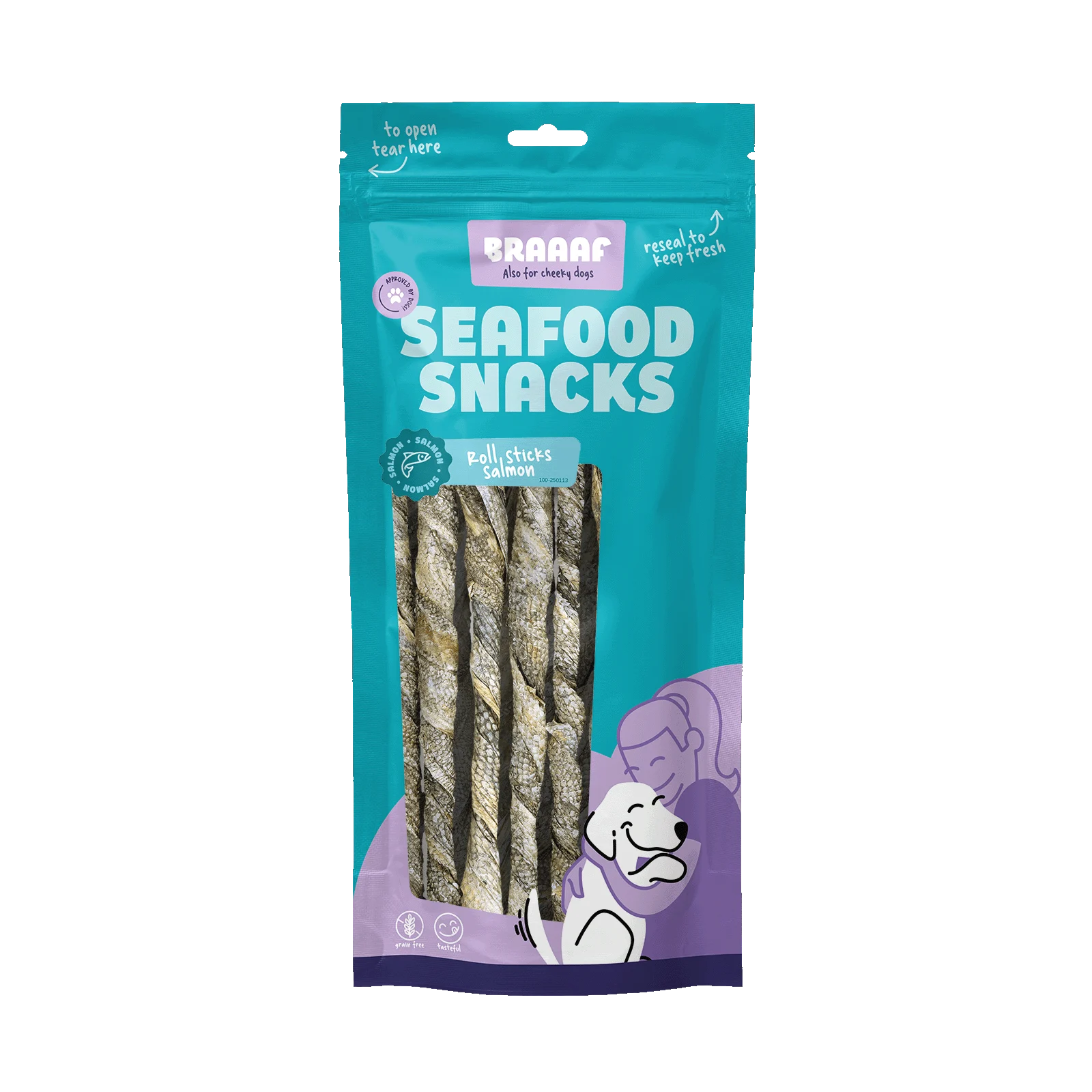 BRAA250113.png Bâtonnets à mâcher au saumon, séchés à l’air, 20 cm, 8 pièces – Braaaf Seafood Salmon roll sticks – Image 1