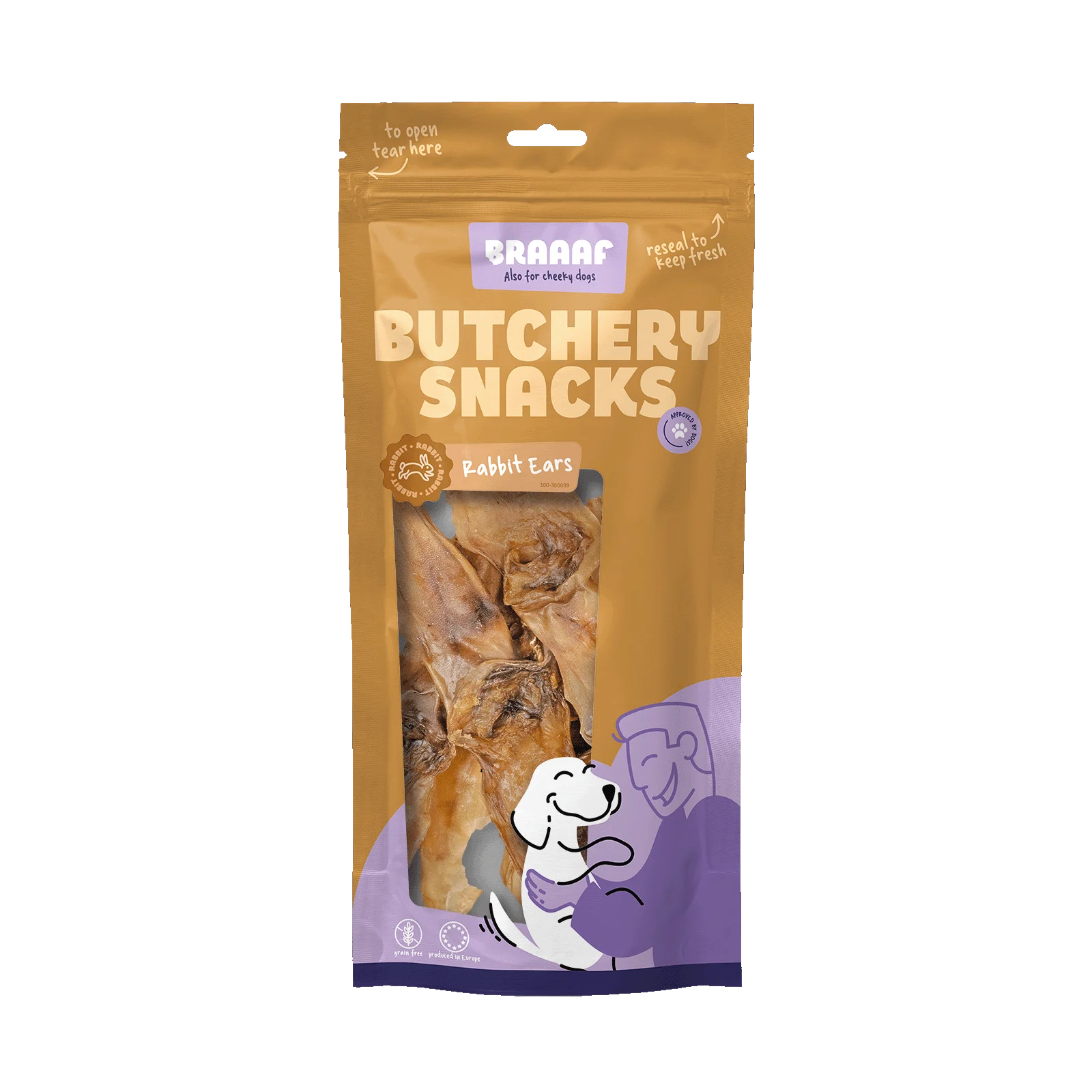 Friandise à mâcher pour chiens à base d’oreilles de lapin, 80 g – Braaaf Butchery – Image 1