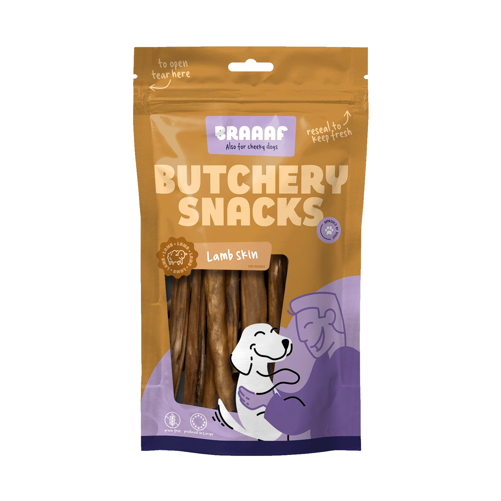Friandise à mâcher en peau d’agneau pour chiens, 100 g – Braaaf Butchery – Image 1