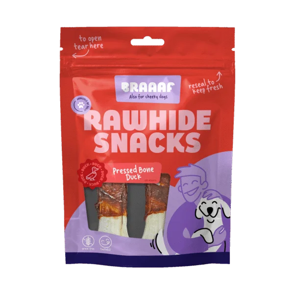 Os à mâcher au canard, pressé, 12,5 cm, 2 pièces – Braaaf Rawhide Pressed Bone