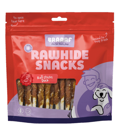 Bâtonnets à mâcher au canard, 30 pièces – Braaaf Rawhide Roll Sticks