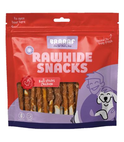 Bâtonnets à mâcher au poulet, 30 pièces – Braaaf Rawhide Roll Sticks