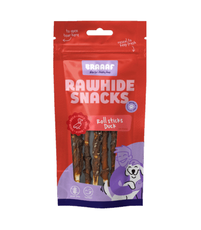 Bâtonnets à mâcher au canard, 8 pièces – Braaaf Rawhide Roll Sticks