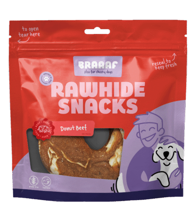 Anneau à mâcher au bœuf et au poisson, 1 pièce – Braaaf Rawhide Donut