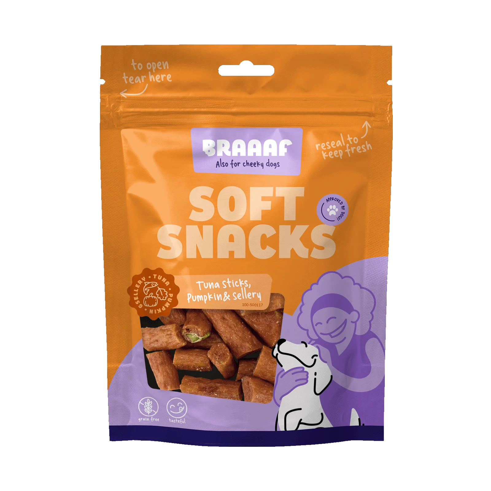 Friandises pour chien au thon, au potiron et au céleri, 85 g – Braaaf Soft Snack – Image 1