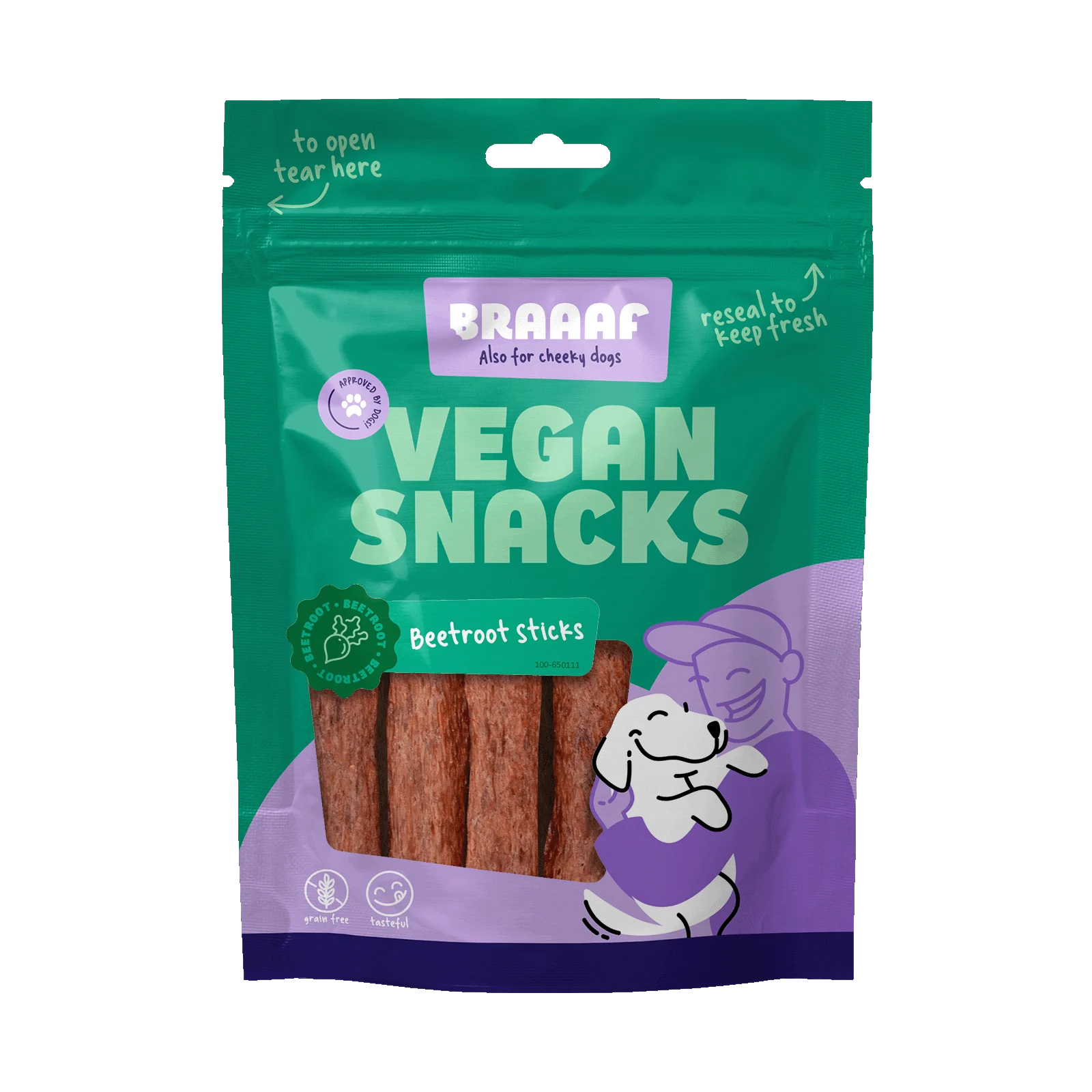 Friandise pour chien à la betterave rouge, bâtonnet de 12 cm – Braaaf Vegan Snack Rode Biet Stick – Image 1