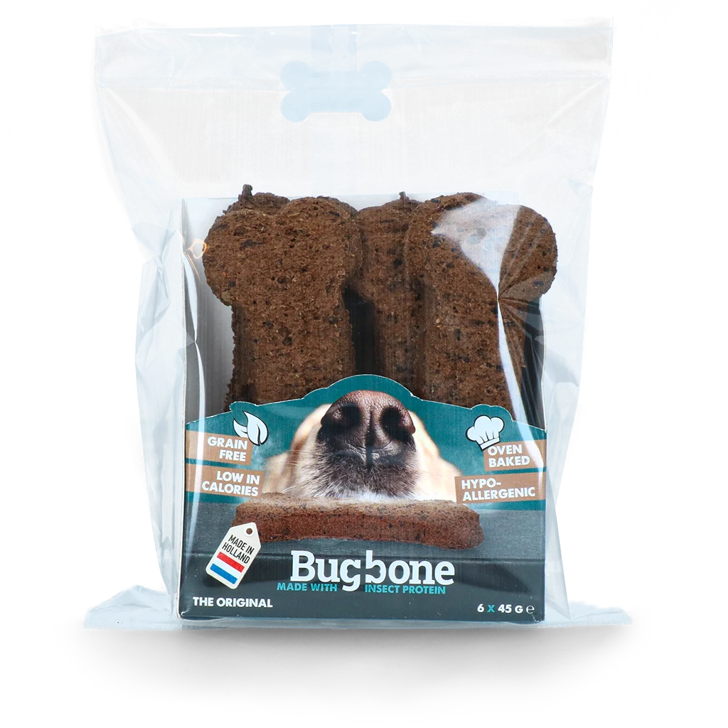 BUGB060.png Friandises pour chien aux protéines d’insectes, 6 pièces de 45 g – Bugbone Large – Image 1