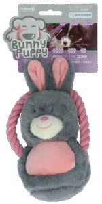 Peluche pour chien en forme de lapin avec couineur – Bunny Puppy Ropey Swing