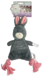 Peluche pour chien en forme de lapin avec couineur – Bunny Puppy Crunchy Rope