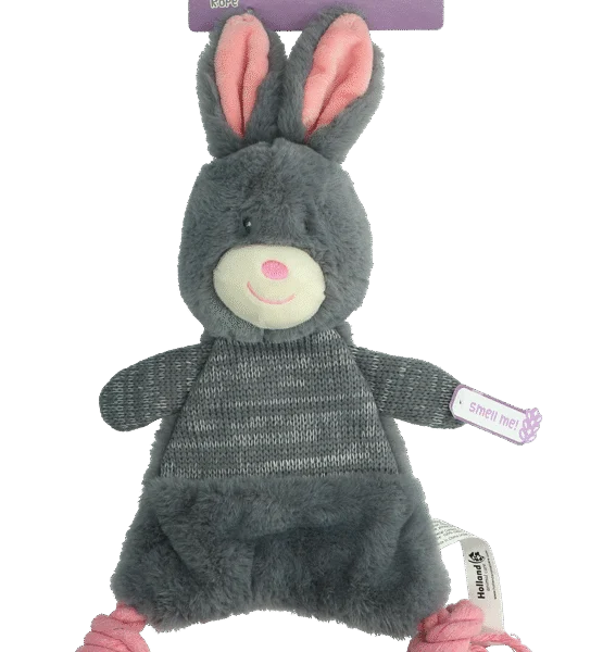 Peluche pour chien en forme de lapin avec couineur – Bunny Puppy Crunchy Rope