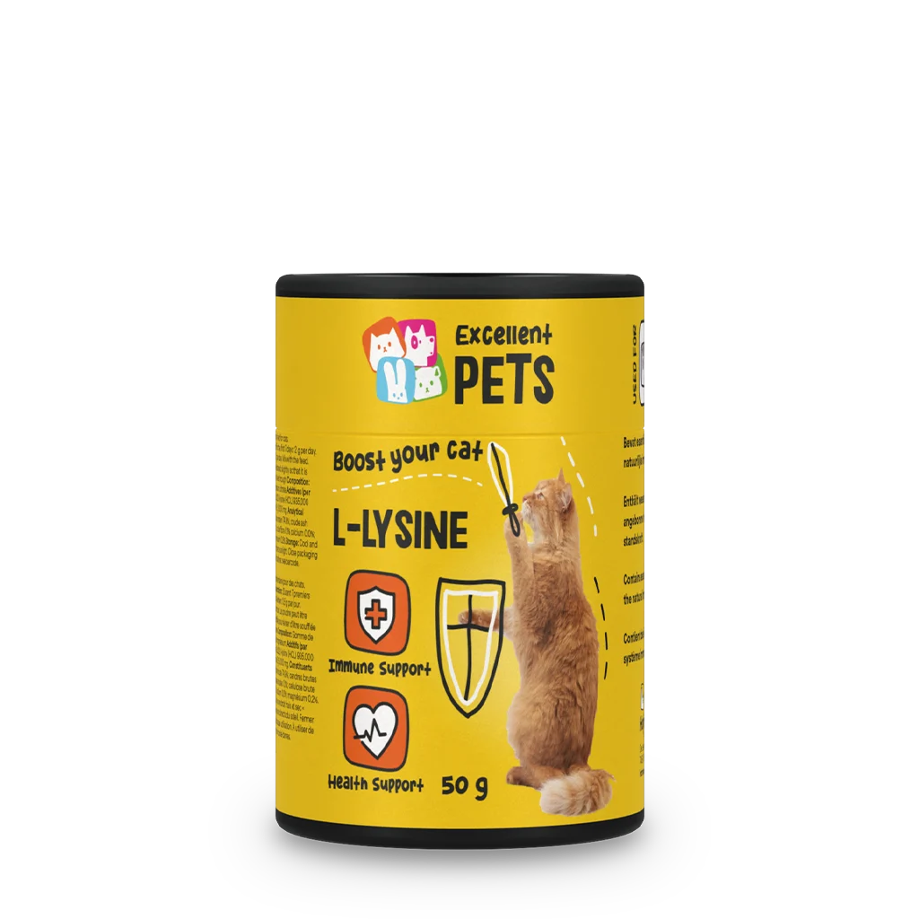 CATL001.png Poudre de lysine pour chats avec vitamine B6, 50 g – Excellent Pets L-Lysine – Image 1
