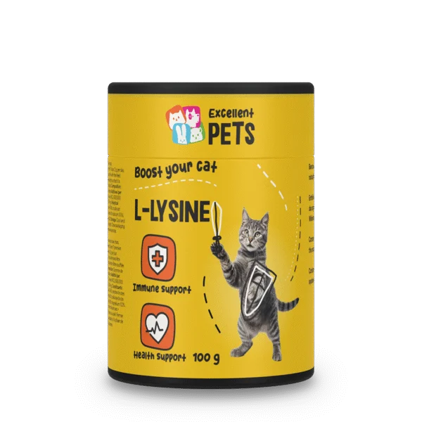 Poudre de lysine pour chats avec vitamine B6, 100 g – Excellent Pets L-Lysine
