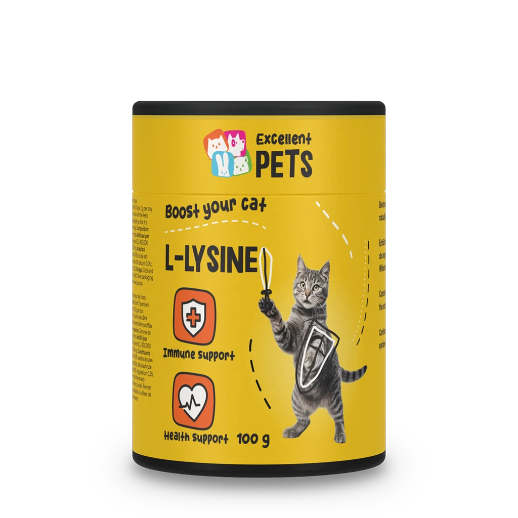 CATL002.png Poudre de lysine pour chats avec vitamine B6, 100 g – Excellent Pets L-Lysine – Image 1