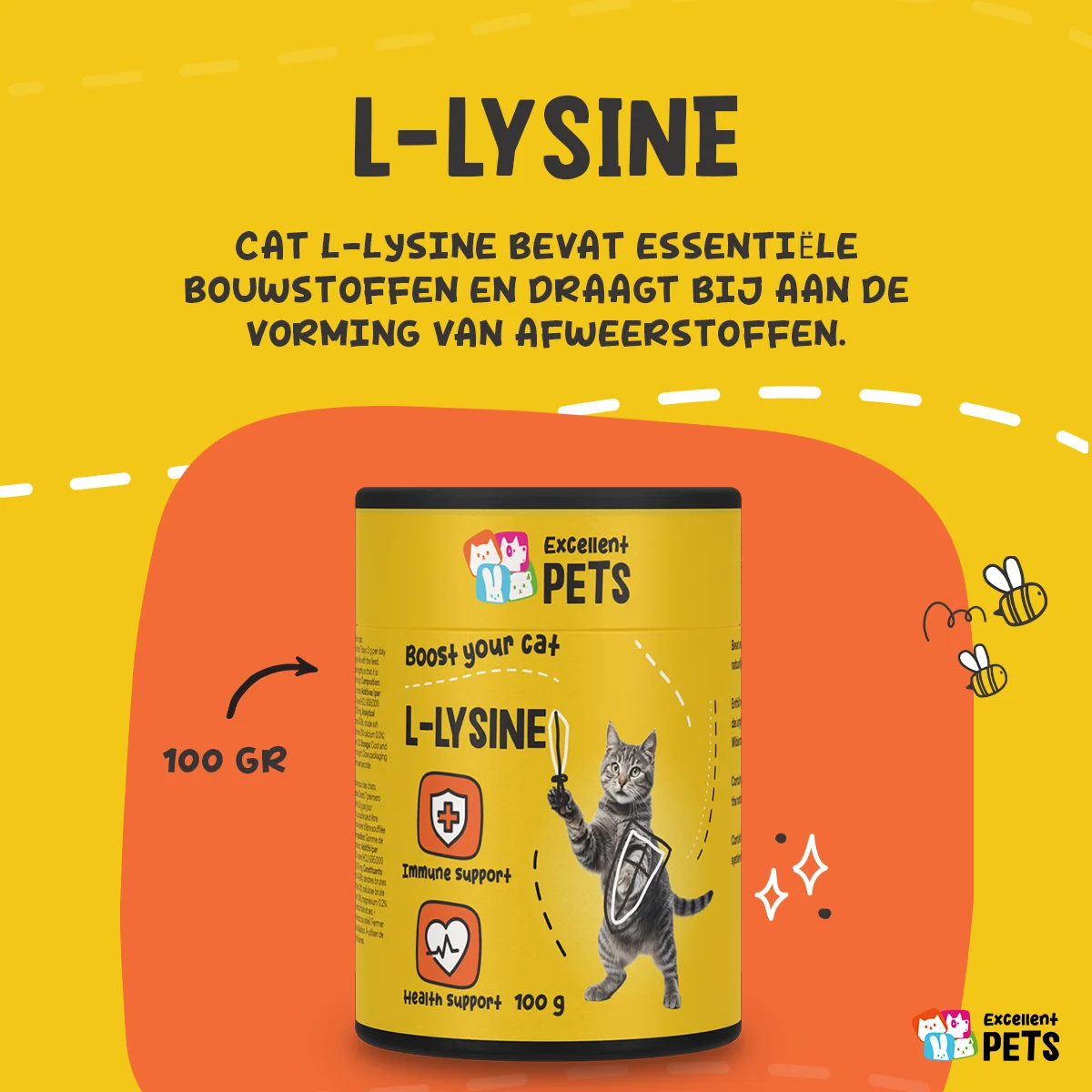 Poudre de lysine pour chats avec vitamine B6, 100 g – Excellent Pets L-Lysine – Image 5