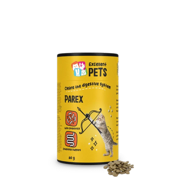 Complément alimentaire pour chat en croquettes avec prébiotiques, 60 g – Excellent Pets Cat Parex