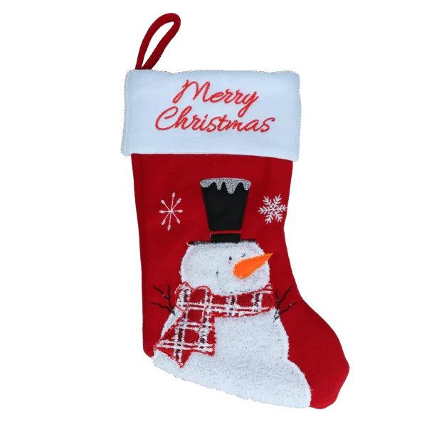 Chaussette de Noël pour animaux avec boucle de suspension, 20 x 38 cm – Hofman Animal Care Christmas Stocking Wooly Snowman