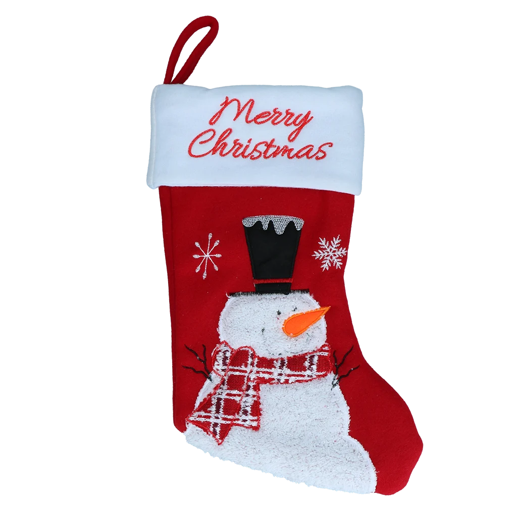 CHRI0001.png Chaussette de Noël pour animaux avec boucle de suspension, 20 x 38 cm – Hofman Animal Care Christmas Stocking Wooly Snowman – Image 1
