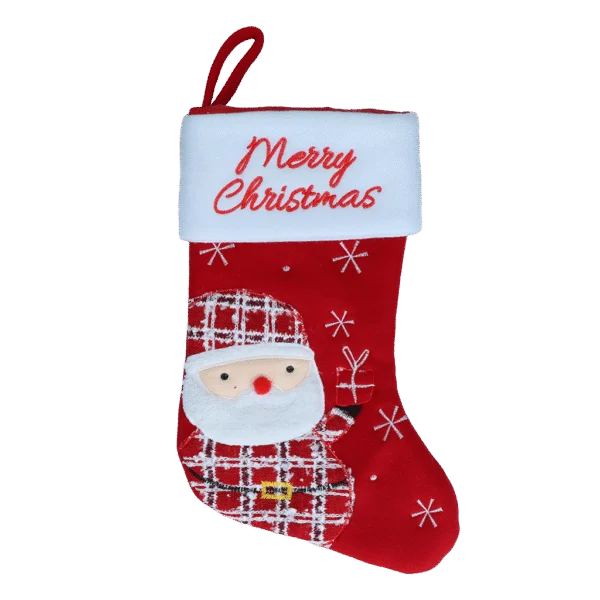 Chaussette de Noël pour animaux avec boucle de suspension, 20 x 38 cm – Hofman Animal Care Christmas Stocking Wooly Santa