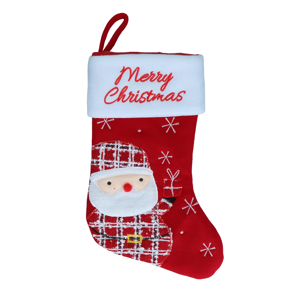 Chaussette de Noël pour animaux avec boucle de suspension, 20 x 38 cm – Hofman Animal Care Christmas Stocking Wooly Santa – Image 1