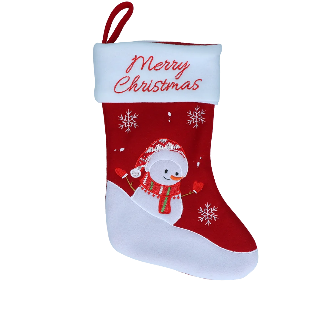 CHRI0004.png Chaussette de Noël pour animaux avec boucle de suspension, 20 x 38 cm – Hofman Animal Care Christmas Stocking Snowman – Image 1