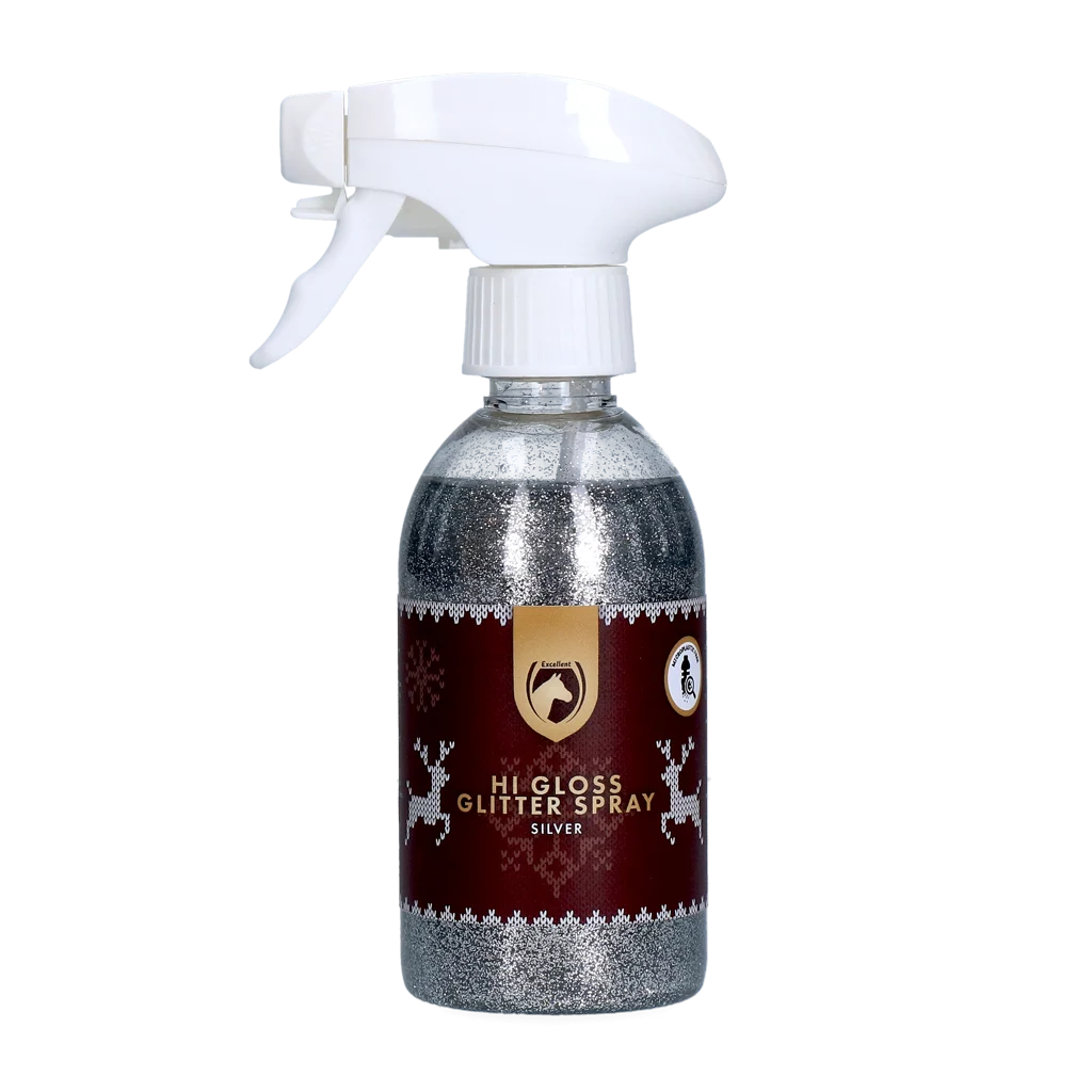 Spray pailleté pour chevaux, argent, 250 ml – Excellent Horse Christmas Hi Gloss Glitter Spray – Image 1