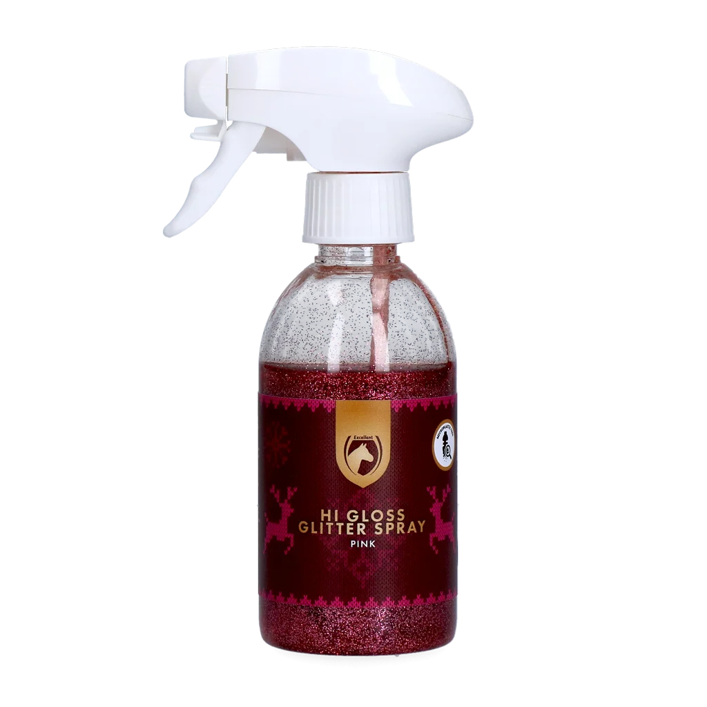 Spray pailleté pour chevaux, rose, 250 ml – Excellent Horse Christmas Hi Gloss Glitter Spray – Image 1