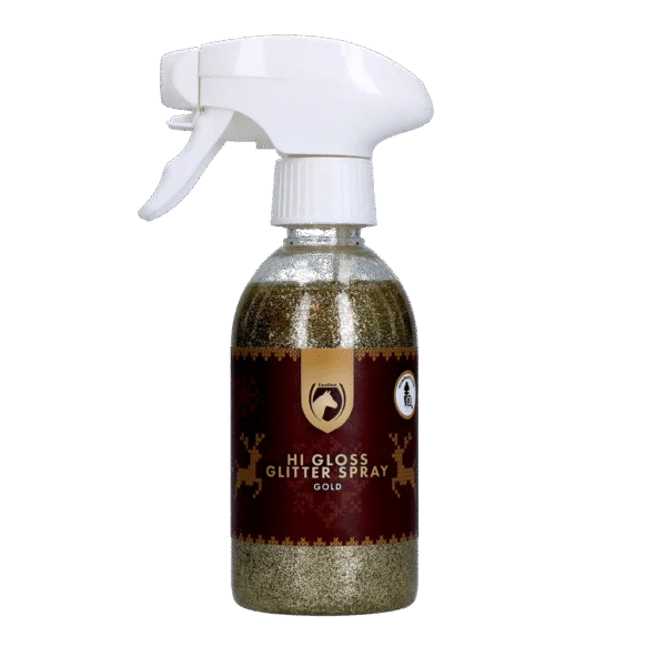 Spray pailleté pour chevaux, or, 250 ml – Excellent Horse Christmas Hi Gloss Glitter Spray
