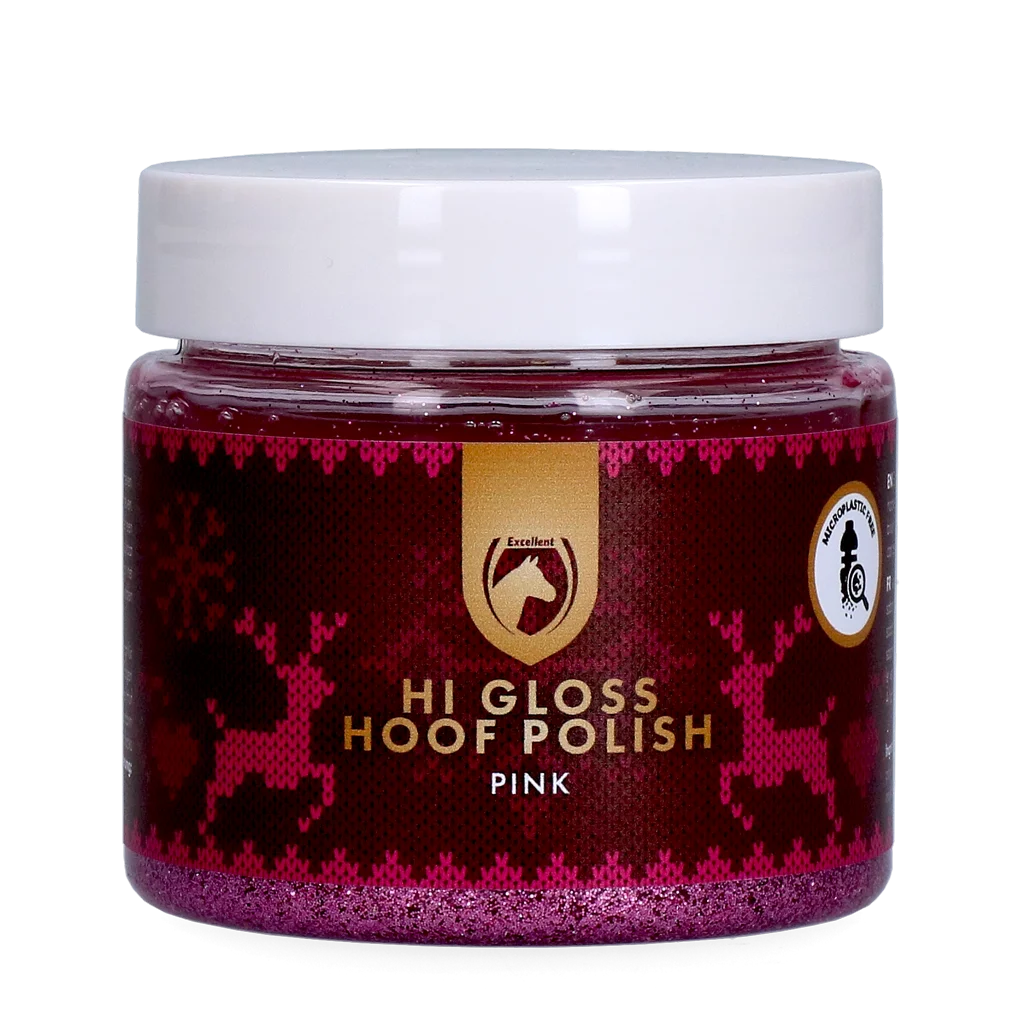 CHRI0424.png Vernis pailleté rose pour sabots, 150 ml – Excellent Horse Christmas Hi Gloss Hoof Polish – Image 1
