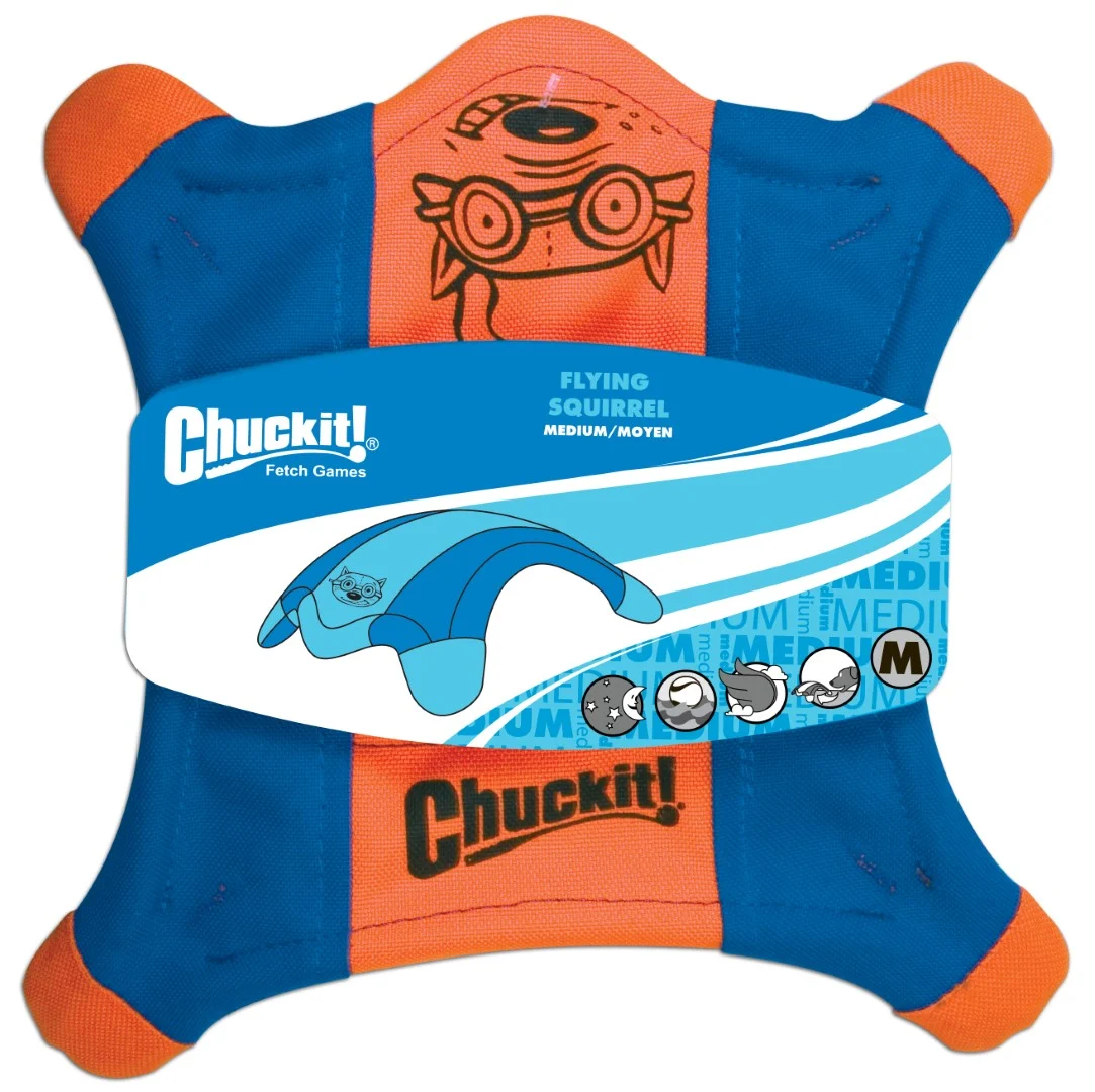 Frisbee en toile pour chien avec pattes lumineuses, 24 x 24 cm – Chuckit! Flying Squirrel M – Image 1