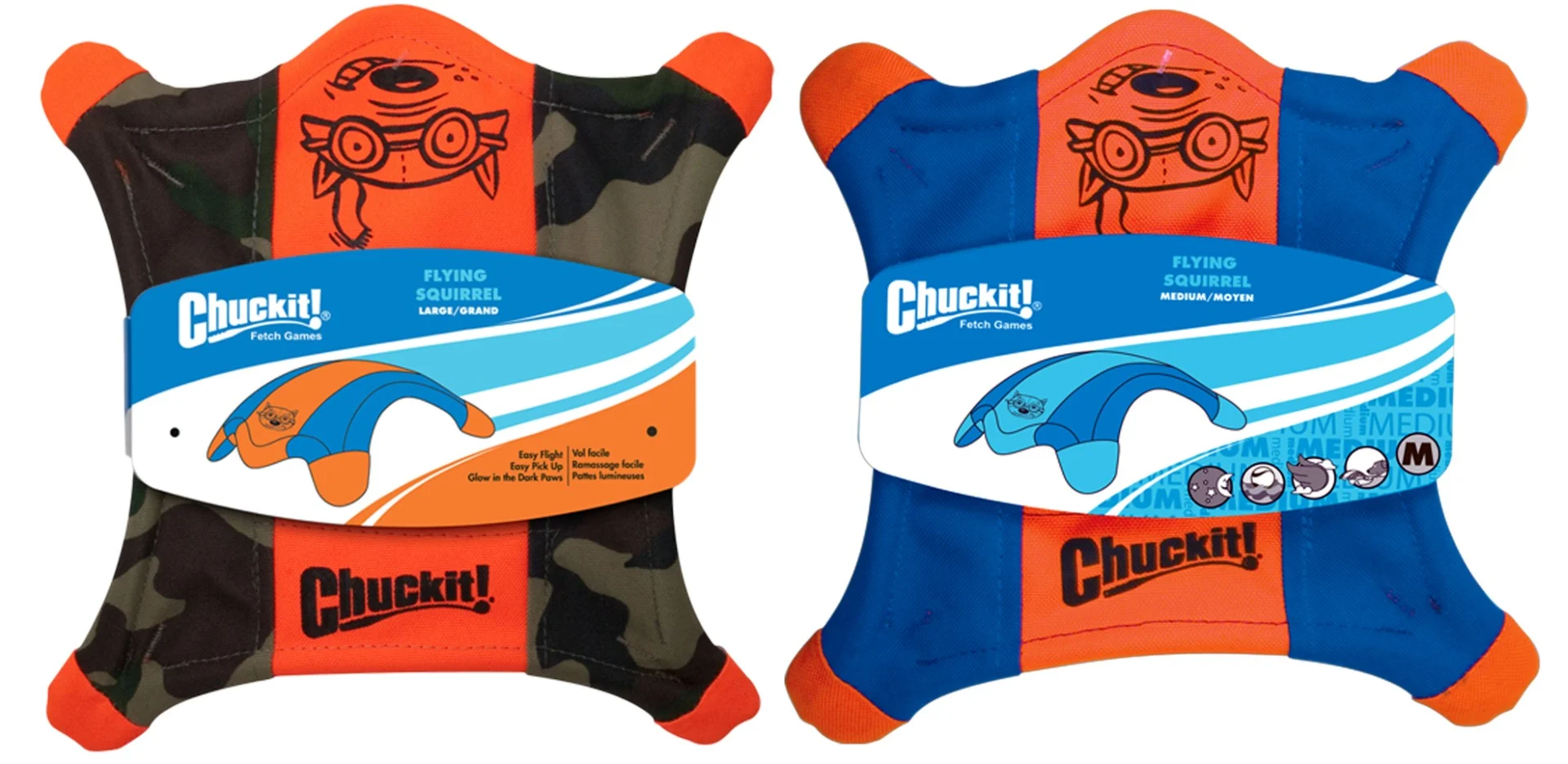 Frisbee en toile pour chien avec pattes lumineuses, 24 x 24 cm – Chuckit! Flying Squirrel M – Image 2