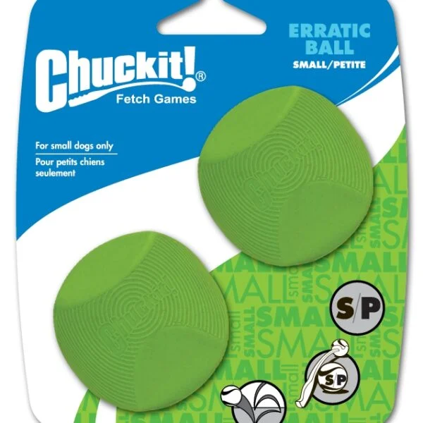 Balle pour chien en caoutchouc à forme anguleuse, S 5 cm, 2 pièces – Chuckit! Erratic Ball