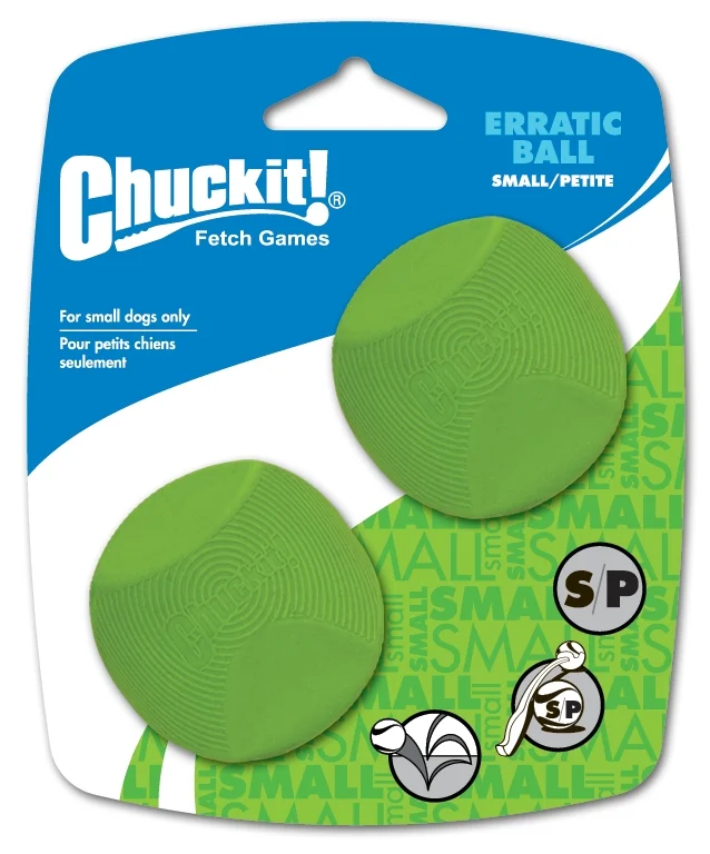 Balle pour chien en caoutchouc à forme anguleuse, S 5 cm, 2 pièces – Chuckit! Erratic Ball – Image 1