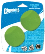 Balle pour chien en caoutchouc à forme anguleuse, M 6 cm, 2 pièces – Chuckit! Erratic Ball