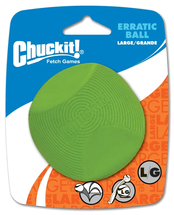 Balle pour chien en caoutchouc à forme anguleuse, L 7 cm – Chuckit! Erratic Ball – Image 1