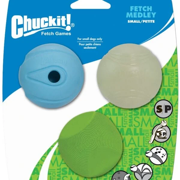 Balles pour chien lumineuses et sonores, 3 pièces, Ø 5 cm – Chuckit! Fetch Medley S