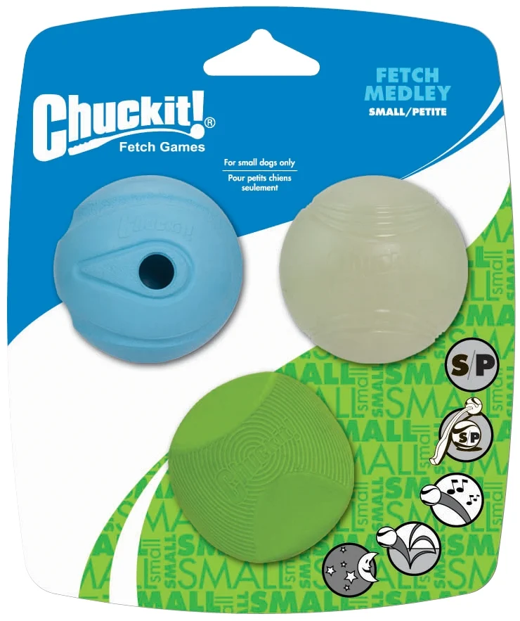 CHUC205101.jpg Balles pour chien lumineuses et sonores, 3 pièces, Ø 5 cm – Chuckit! Fetch Medley S – Image 1