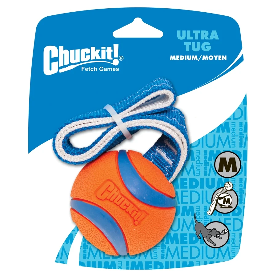 Jouet de traction pour chien avec balle de tennis et ruban, ø 6 cm – Chuckit! Ultra Tug M – Image 1