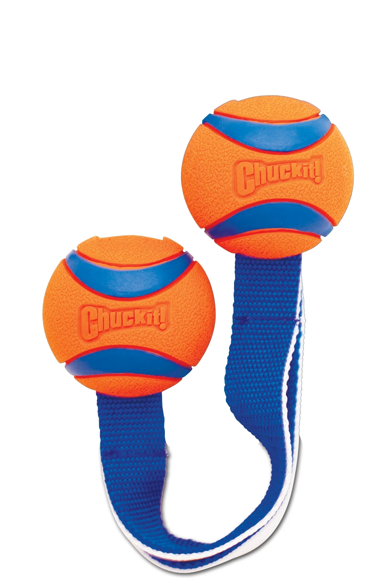 CHUC232201.jpg Jouet de traction pour chiens avec 2 balles de tennis et ruban en nylon, ø 6 cm – Chuckit! Ultra Duo Tug M – Image 1