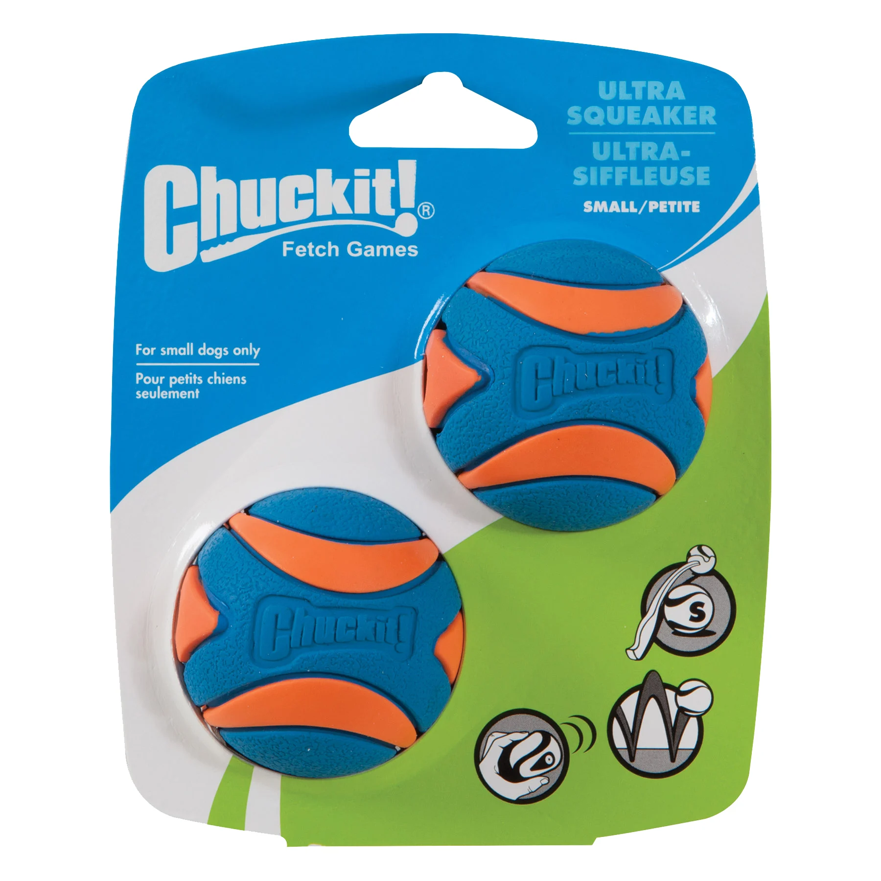 Balle pour chien en caoutchouc avec couineur S, ø 5 cm, 2 pièces – Chuckit! Ultra Squeaker Ball – Image 1