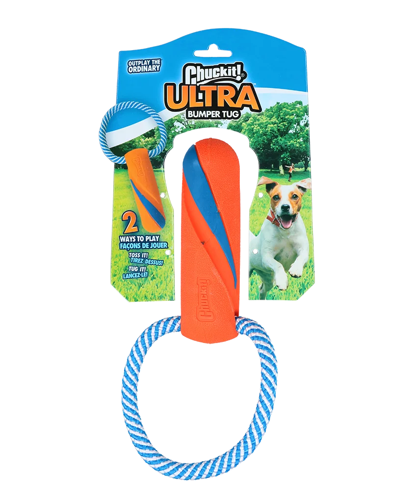 CHUC32191.png Jouet à tirer pour chien avec corde, flottant, 17 cm, ø 6 cm – Chuckit! Ultra Bumper Tug – Image 1
